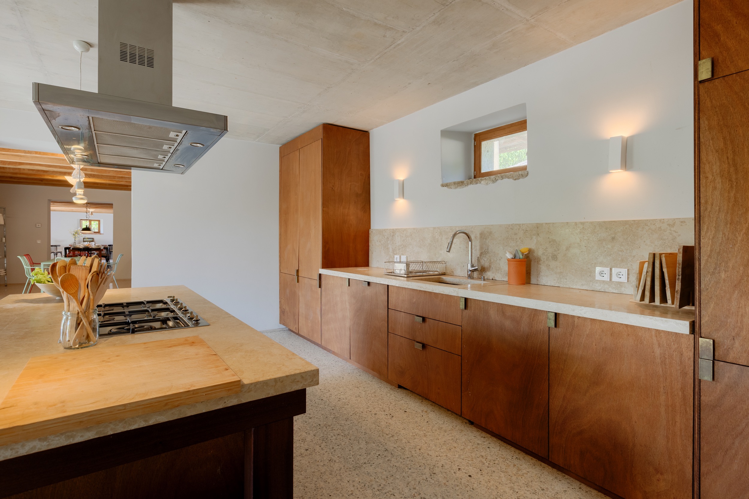 casa ceppi istria croatia interior kitchen sink area wood cabinets window